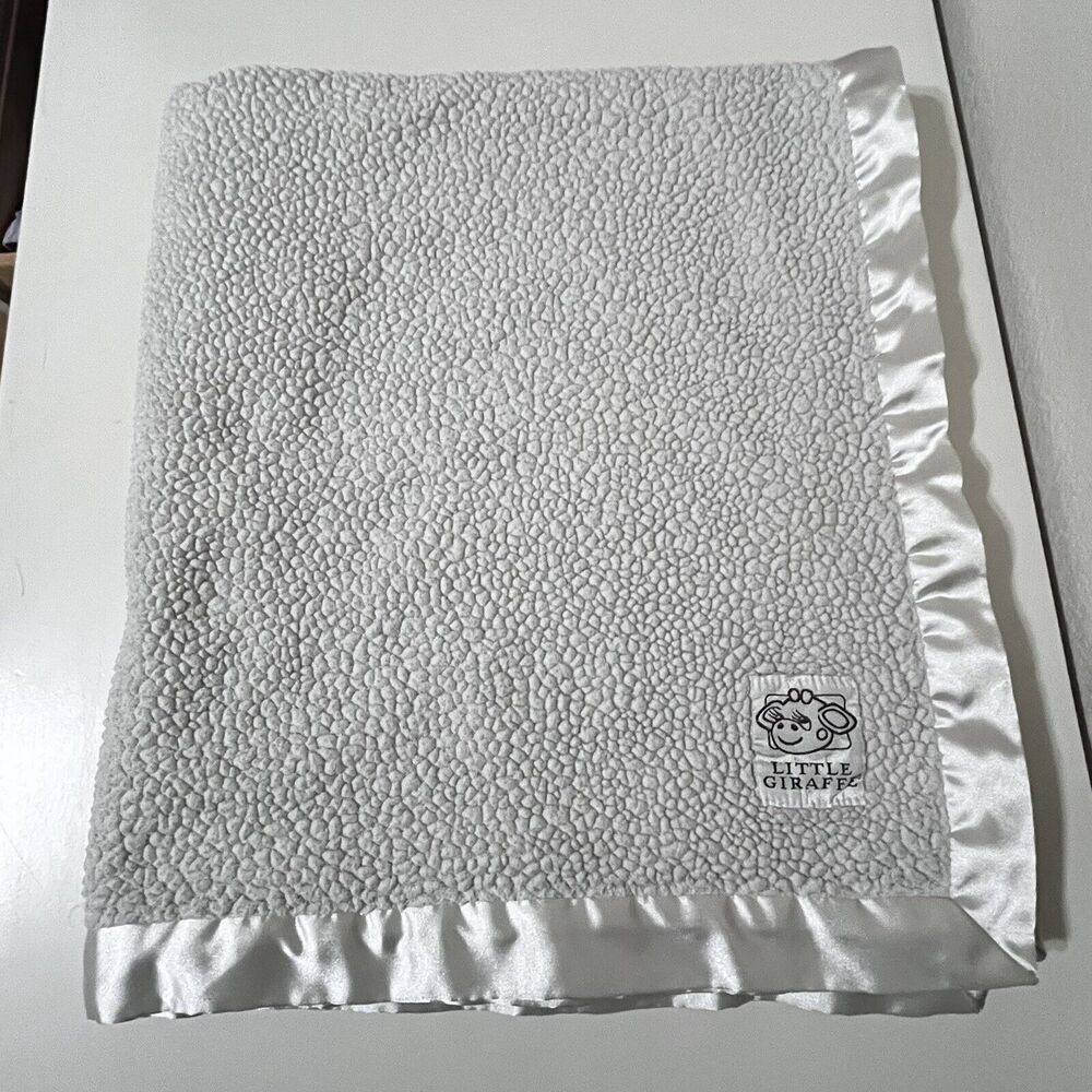 Little Giraffe Cream Sherpa Velvet Luxe Baby Blanket Satin Trim Lovey Lovie